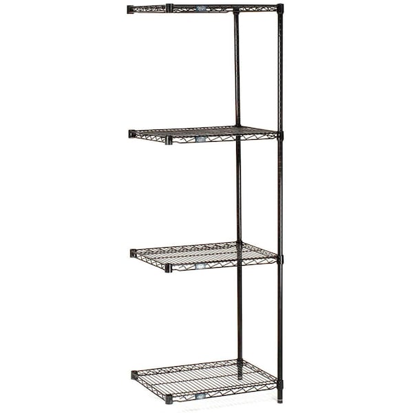 Nexel Black Epoxy, 4 Tier, Wire Shelving Add-On Unit, 54W x 18D x 54H A18545B - main